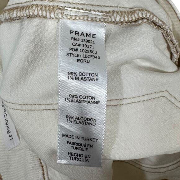 Frame Le Bardot Cropped Flare Leg Jean Ecru 27 Cream Retro Casual Chic Denim - Picture 10 of 10